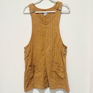 RHYTHM Skirtall Pinafore Jumper 100% Linen Striped Overall dress Large